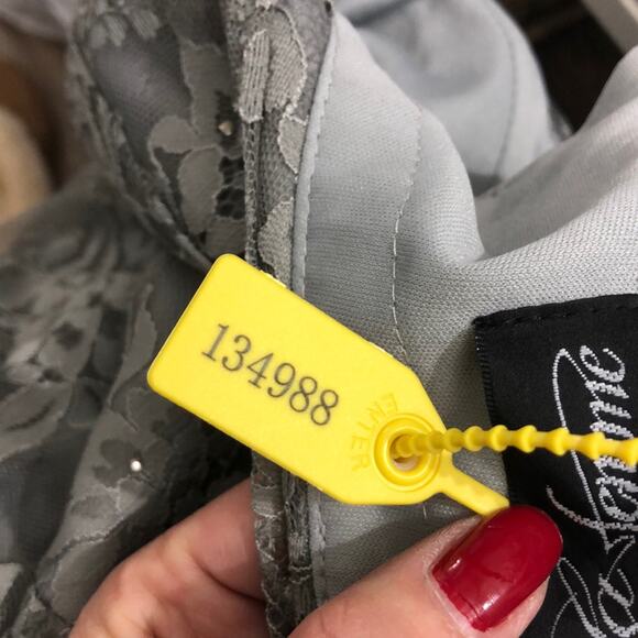 La Femme Platinum Portrait Neckline Lace Embellished Trumpet Gown 6 Style 27972 - Picture 10 of 10